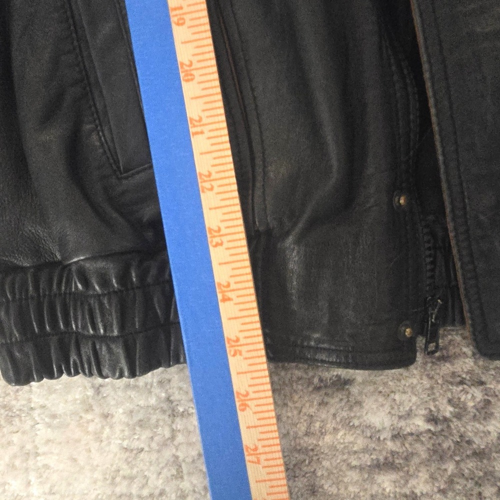 Bally Leather Jacket Men 40 Made Italy Black Tan Trim Moto Bomber Luxury Rare‎ - Picture 9 of 16